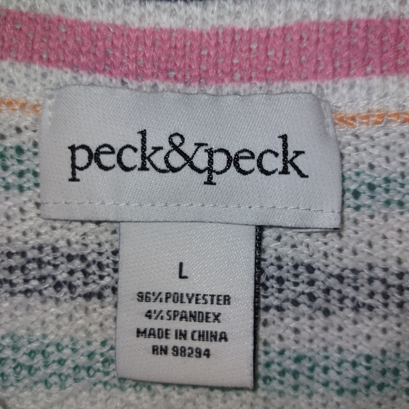 Peck And Peck Tunic Blouse Womens Size L Multi Colored Mid Sleeve Button Down - Picture 6 of 6